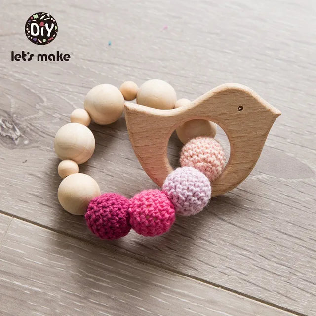 Wooden Baby Teether Rattle Set