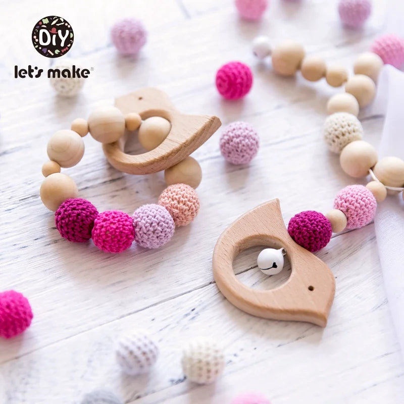 Wooden Baby Teether Rattle Set