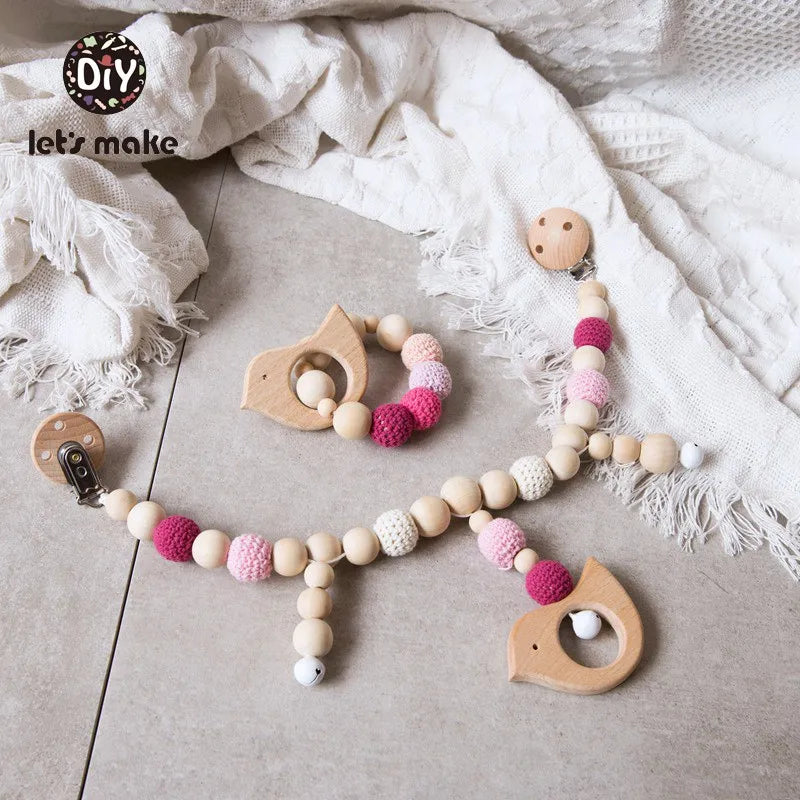 Wooden Baby Teether Rattle Set