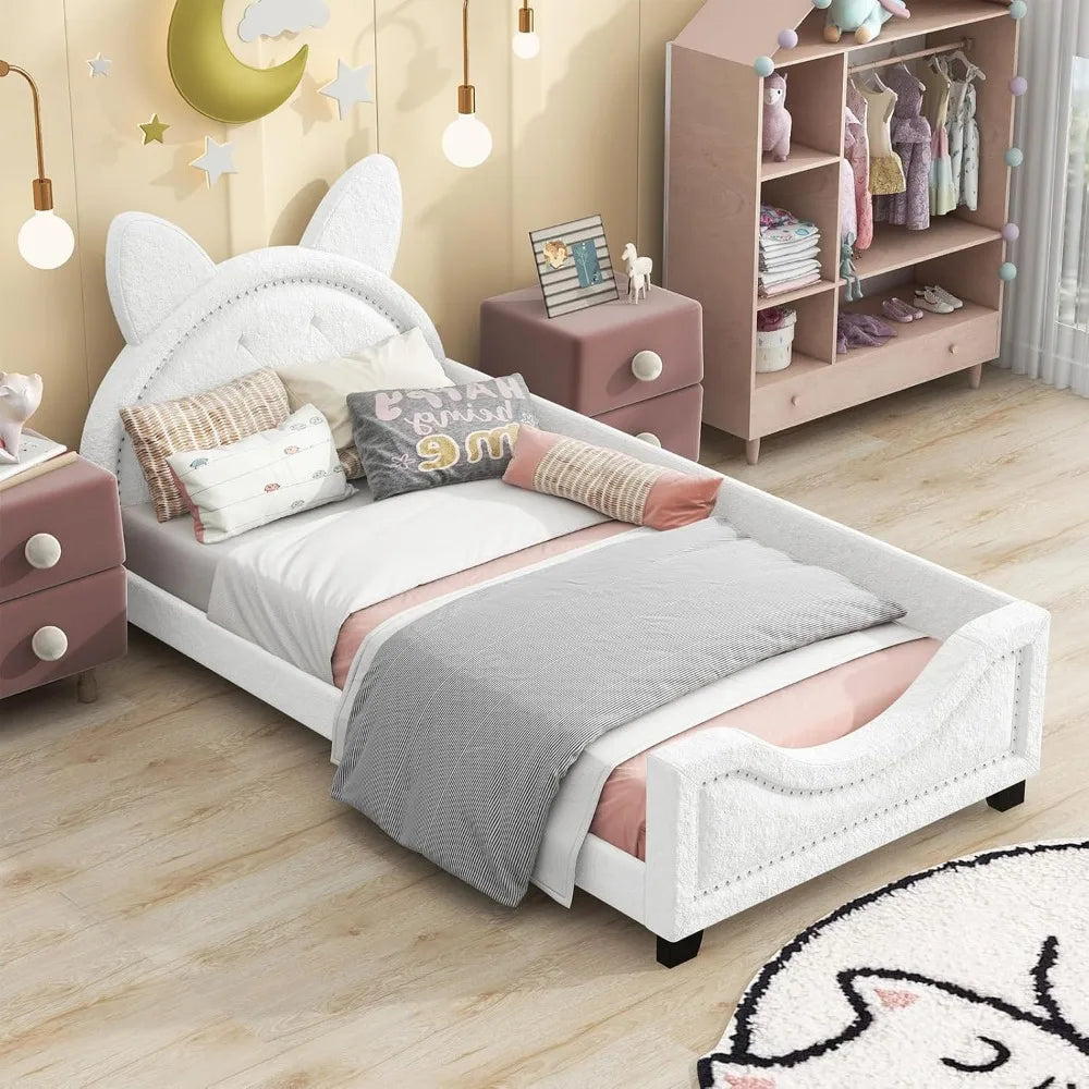 Whimsical Twin Kids Bed with Cat Ears