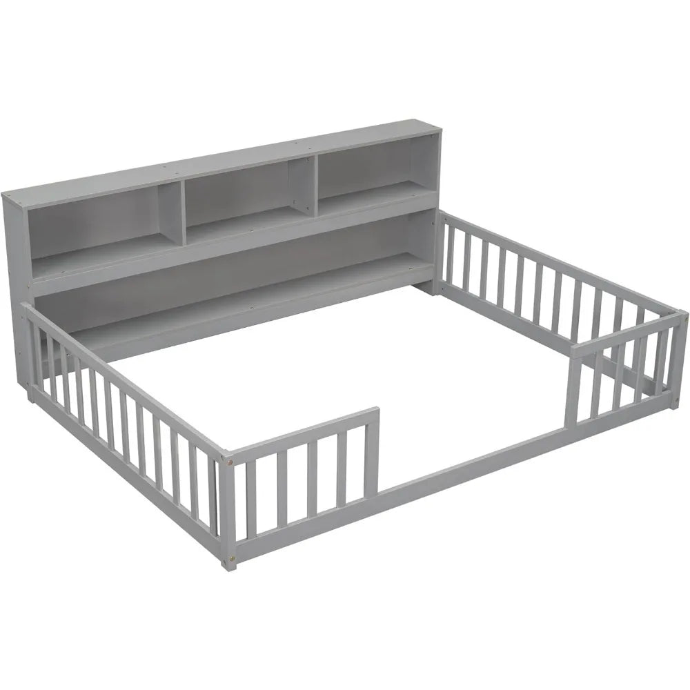 Montessori Floor Bed with Shelves