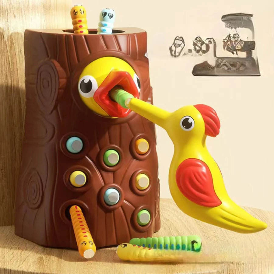 Magnetic Woodpecker Worm Catch Toy