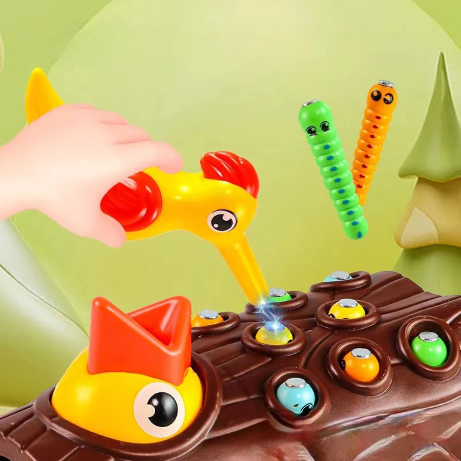 Magnetic Woodpecker Worm Catch Toy