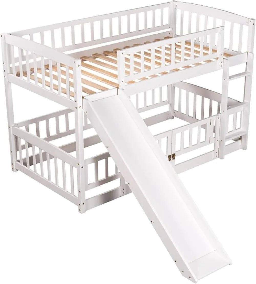 Twin Low Bunk Beds with Slide