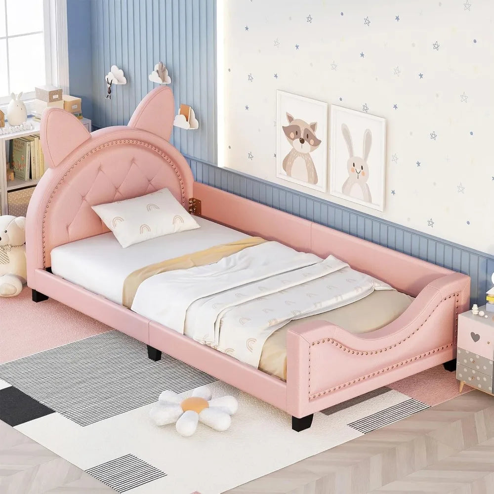 Whimsical Twin Kids Bed with Cat Ears