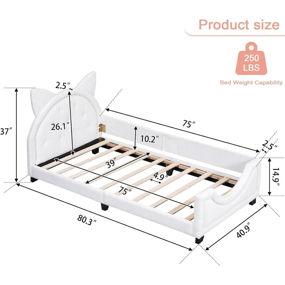 Whimsical Twin Kids Bed with Cat Ears