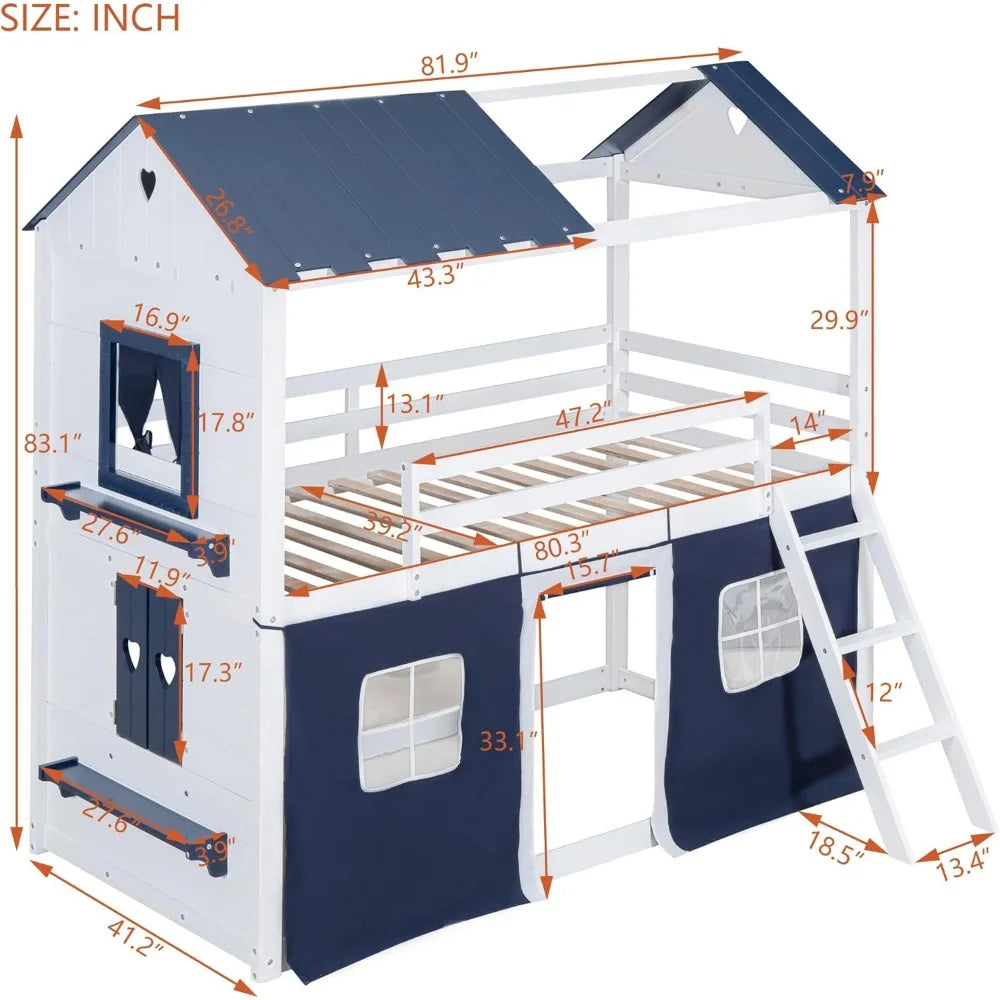 Kids Twin Loft Bunk Bed