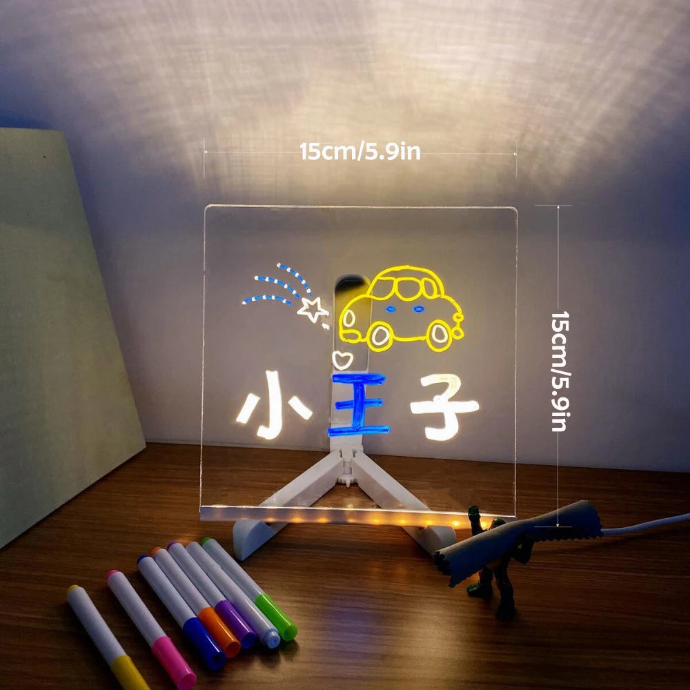 LED Night Light Drawing Board for Kids - 7 Pens