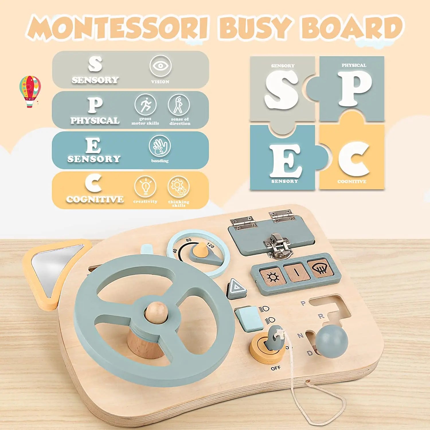 Montessori Wooden Steering Wheel