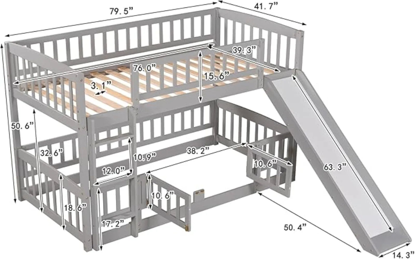 Twin Low Bunk Beds with Slide