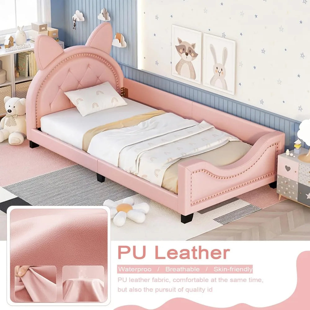 Whimsical Twin Kids Bed with Cat Ears