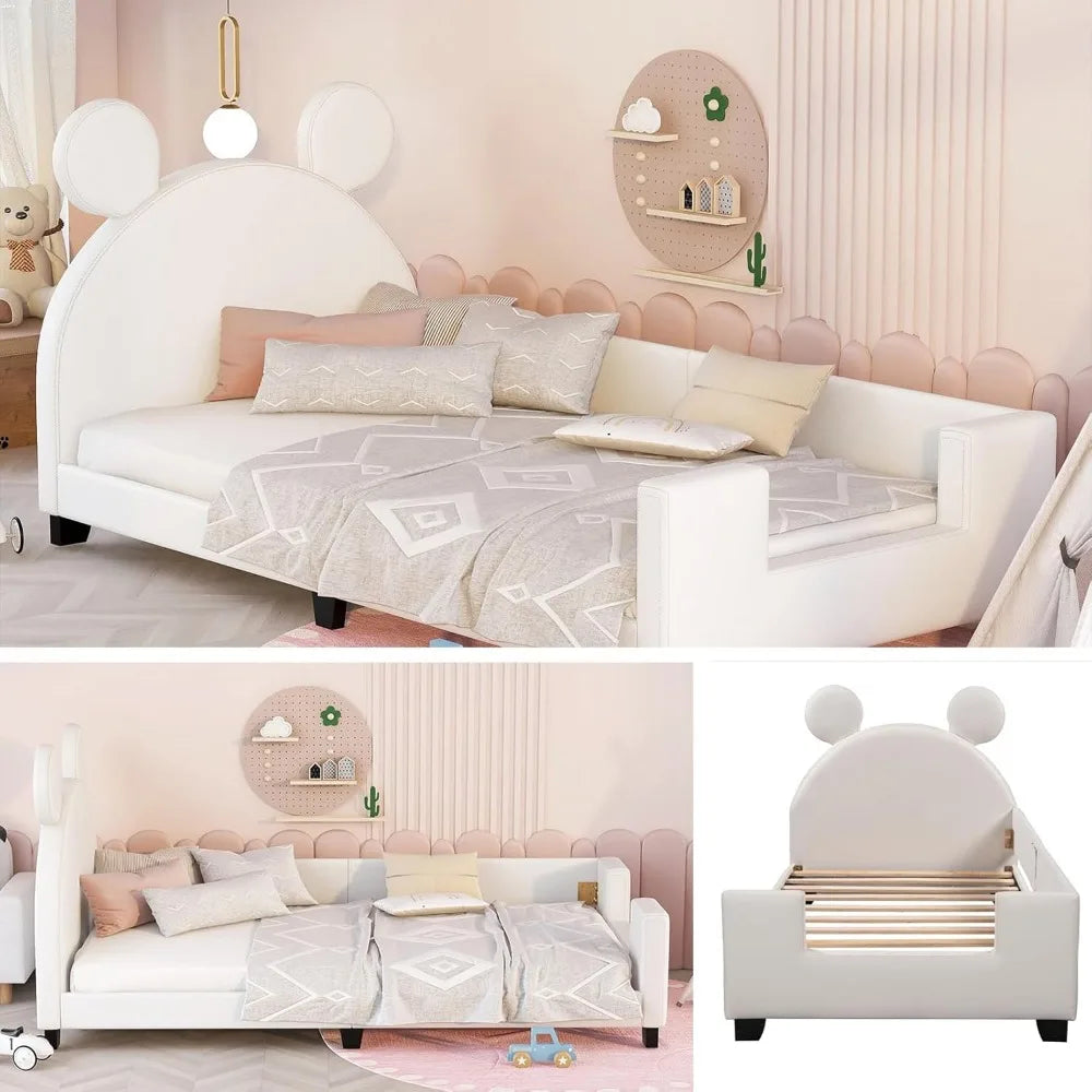 Whimsical Twin Kids Bed with Cat Ears