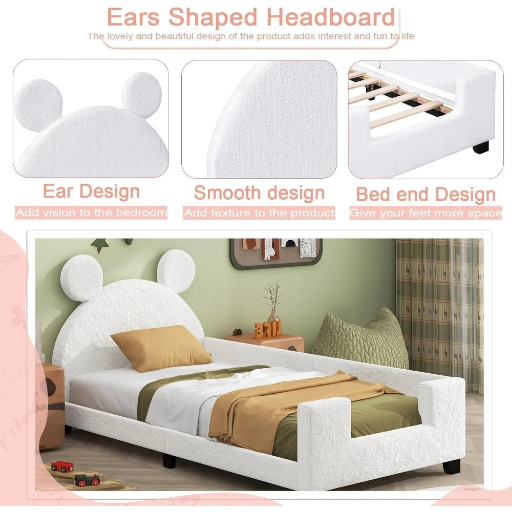 Whimsical Twin Kids Bed with Cat Ears