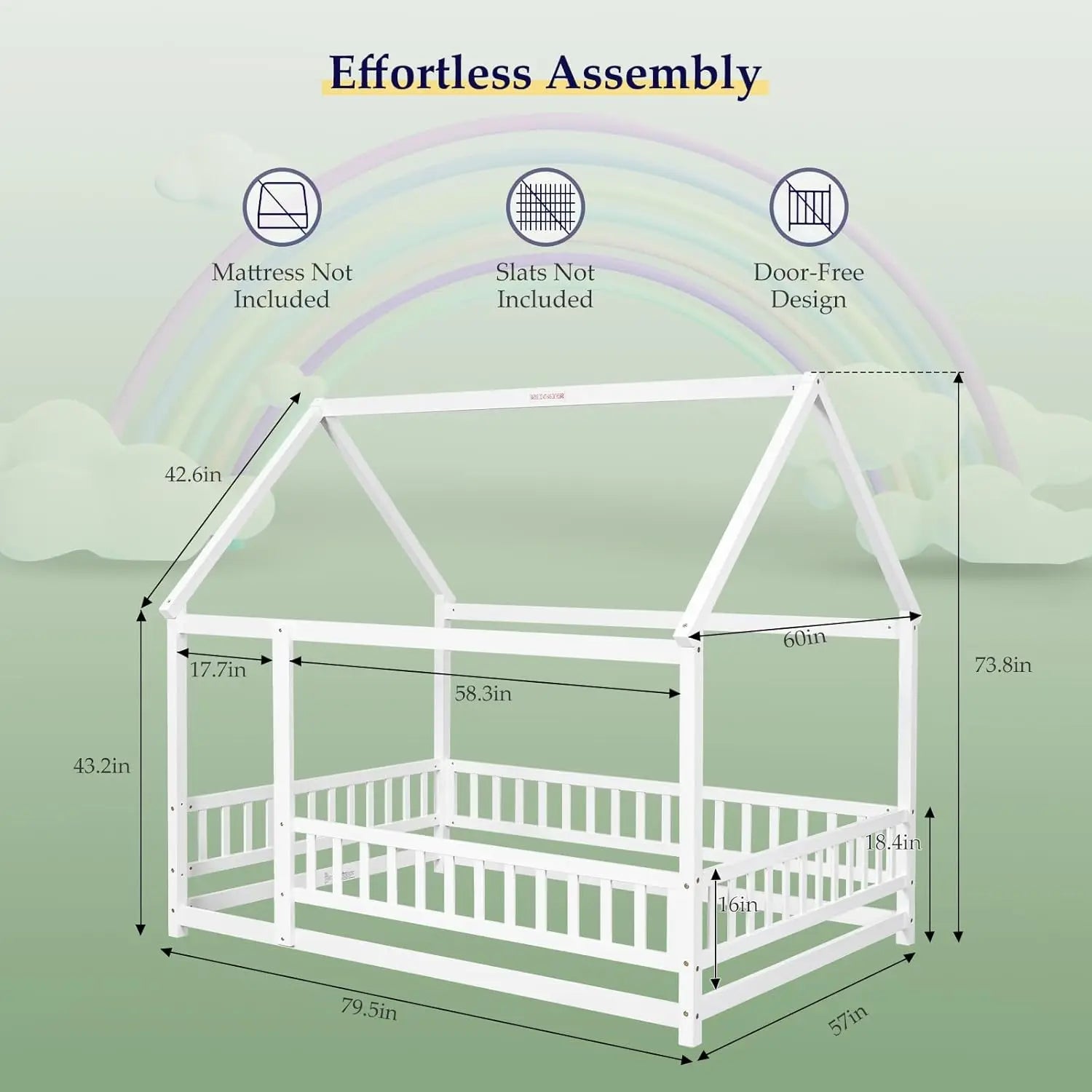 Montessori Full House Floor Bed