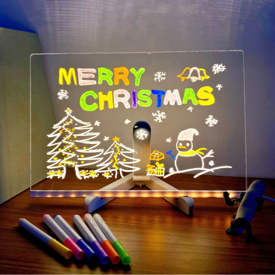 LED Night Light Drawing Board for Kids - 7 Pens