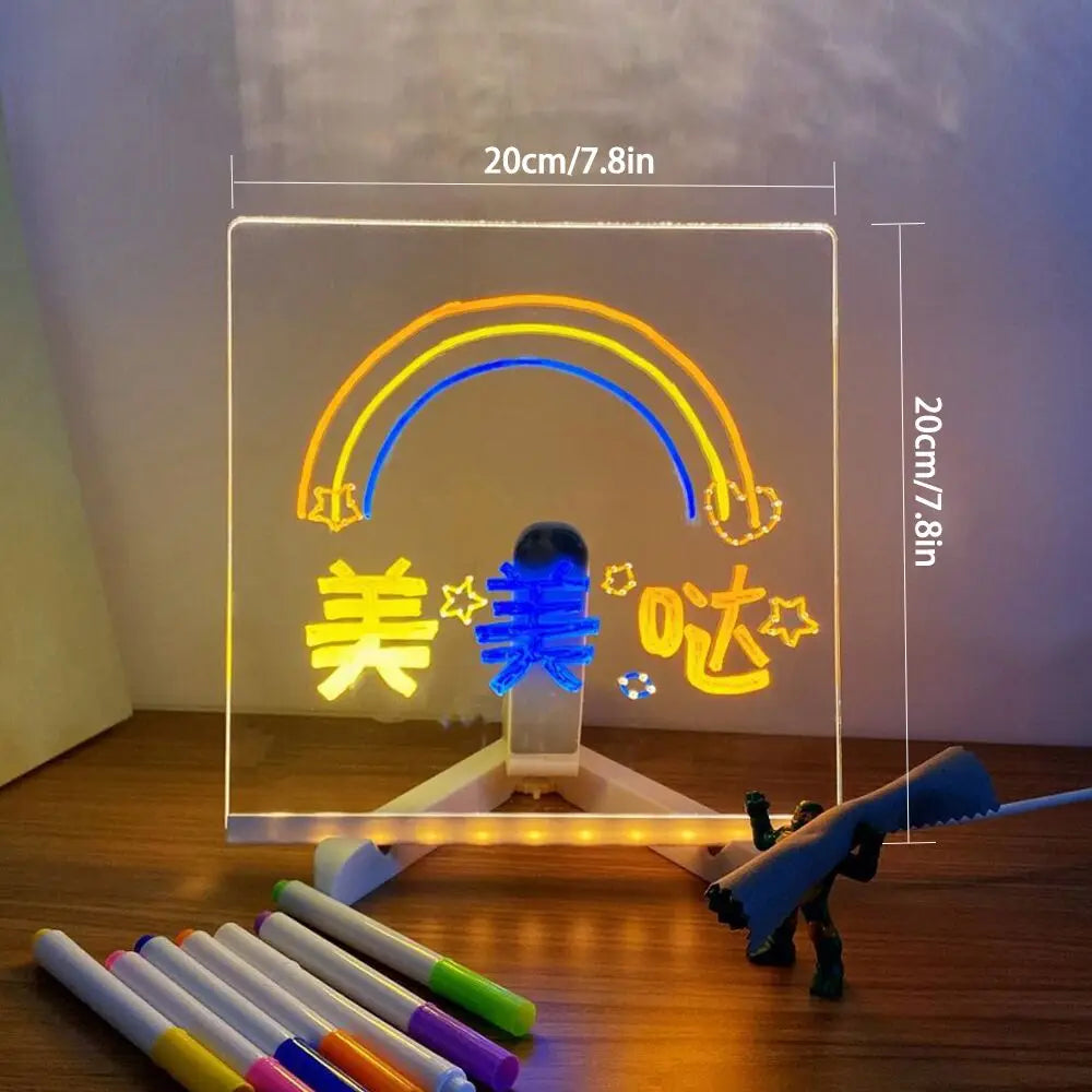 LED Night Light Drawing Board for Kids - 7 Pens