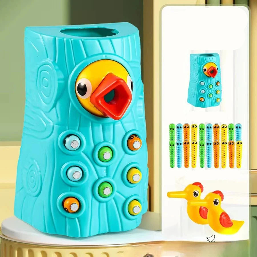 Magnetic Woodpecker Worm Catch Toy