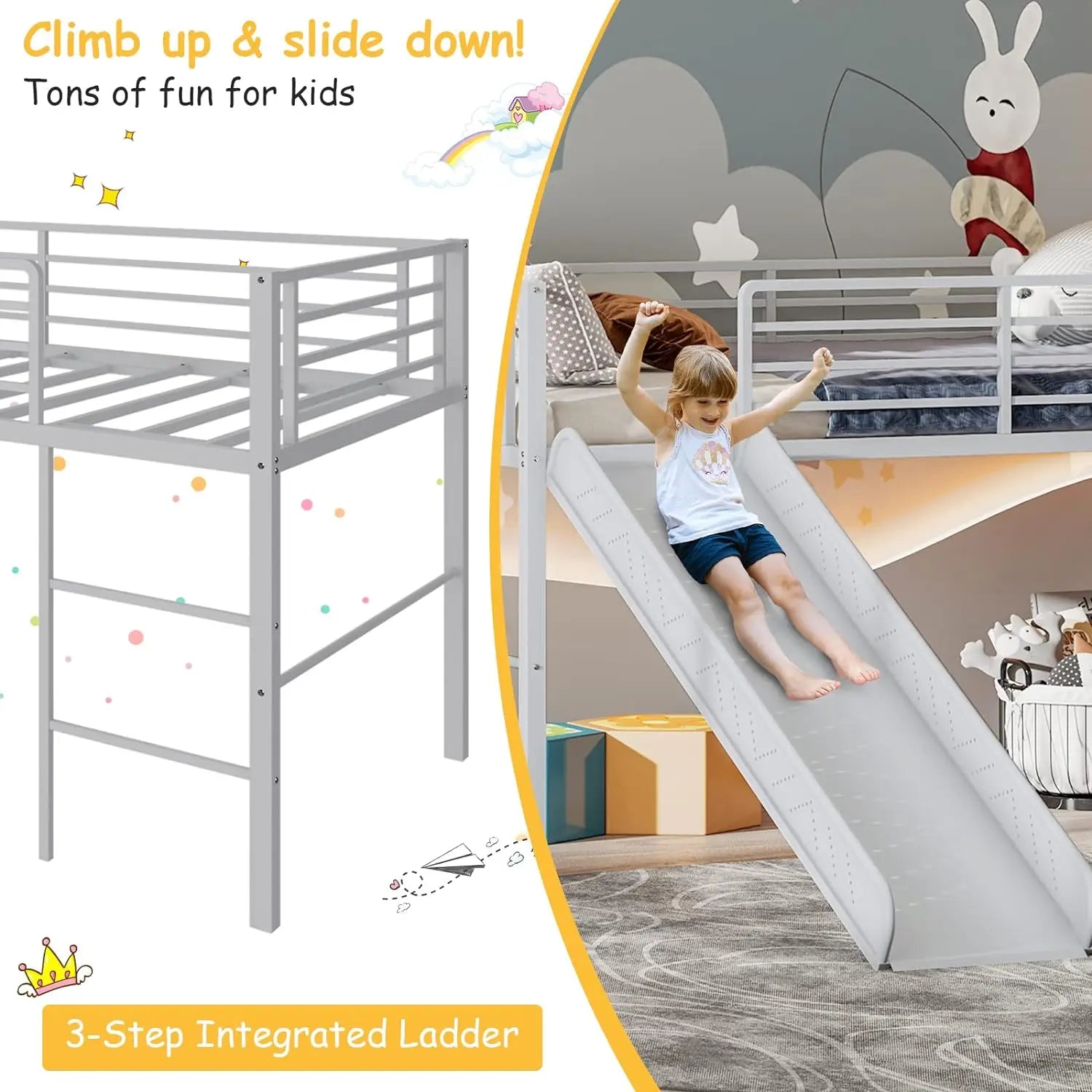 Twin Loft Bed with Slide