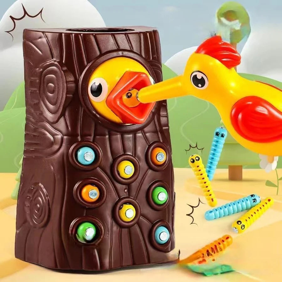 Magnetic Woodpecker Worm Catch Toy