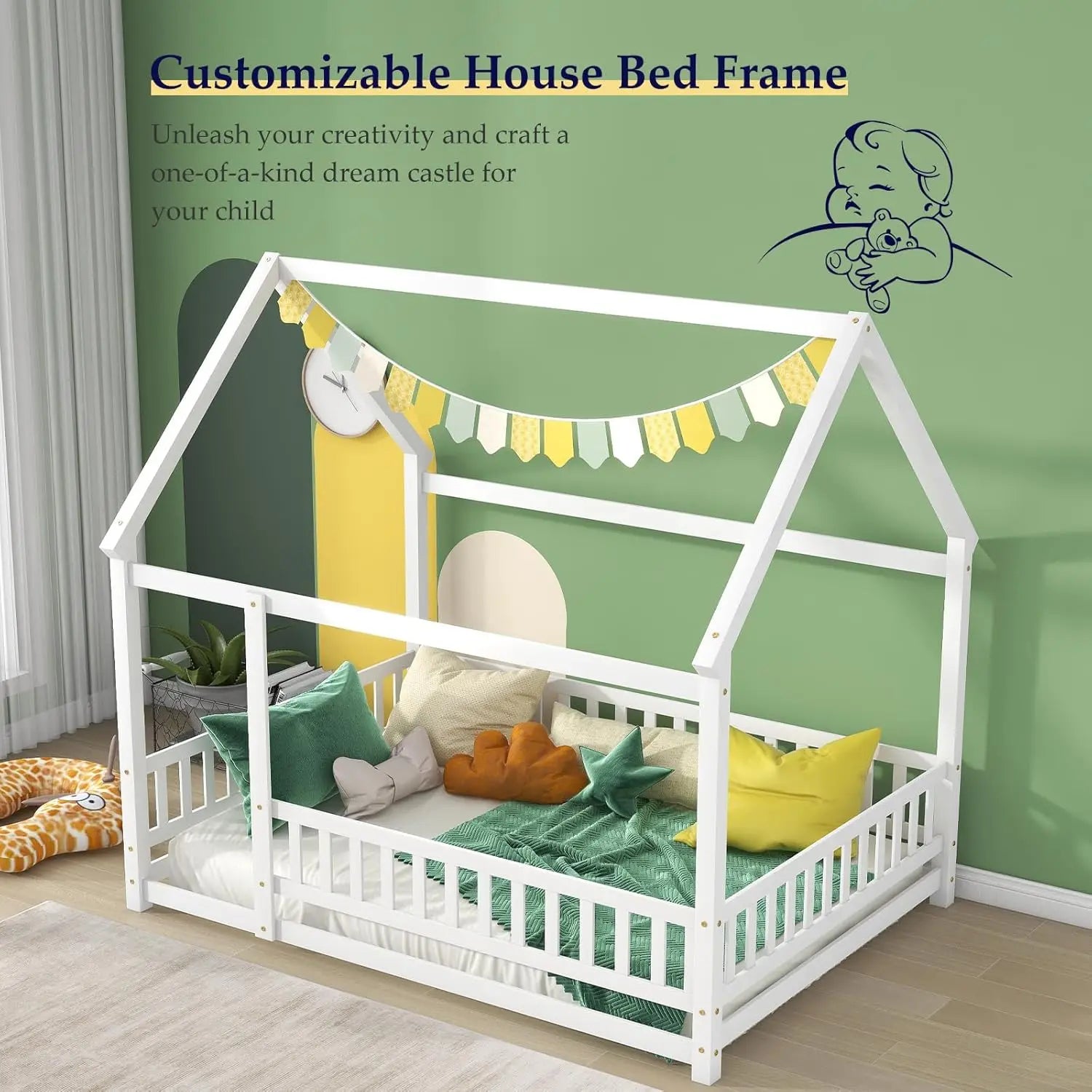 Montessori Full House Floor Bed