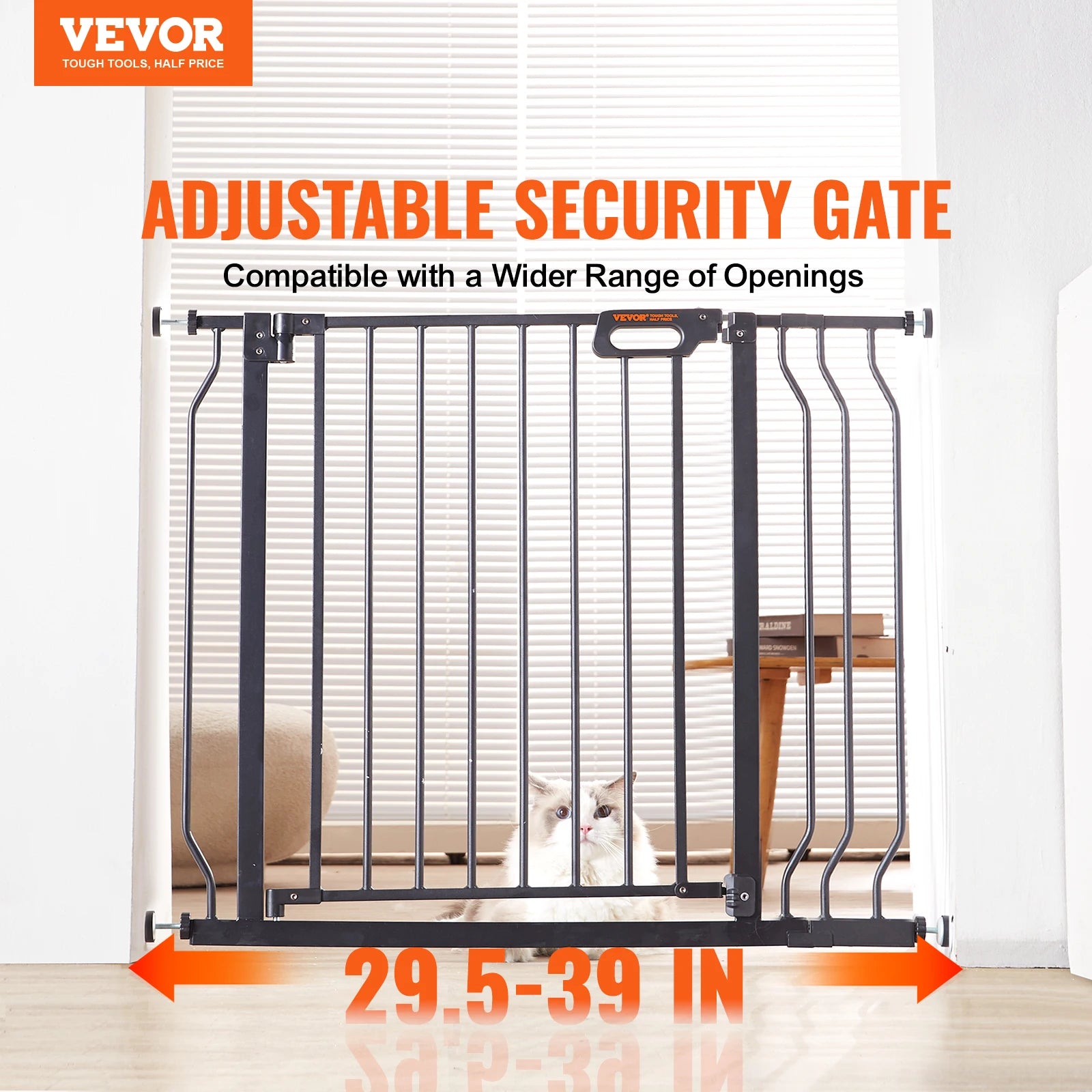 VEVOR Baby Gate 29.5"-39"/ 48.4"/ 53"/ 57.8" Extra Wide 30" High Dog Gate for Stairs Doorways and House Auto Close Security Gate